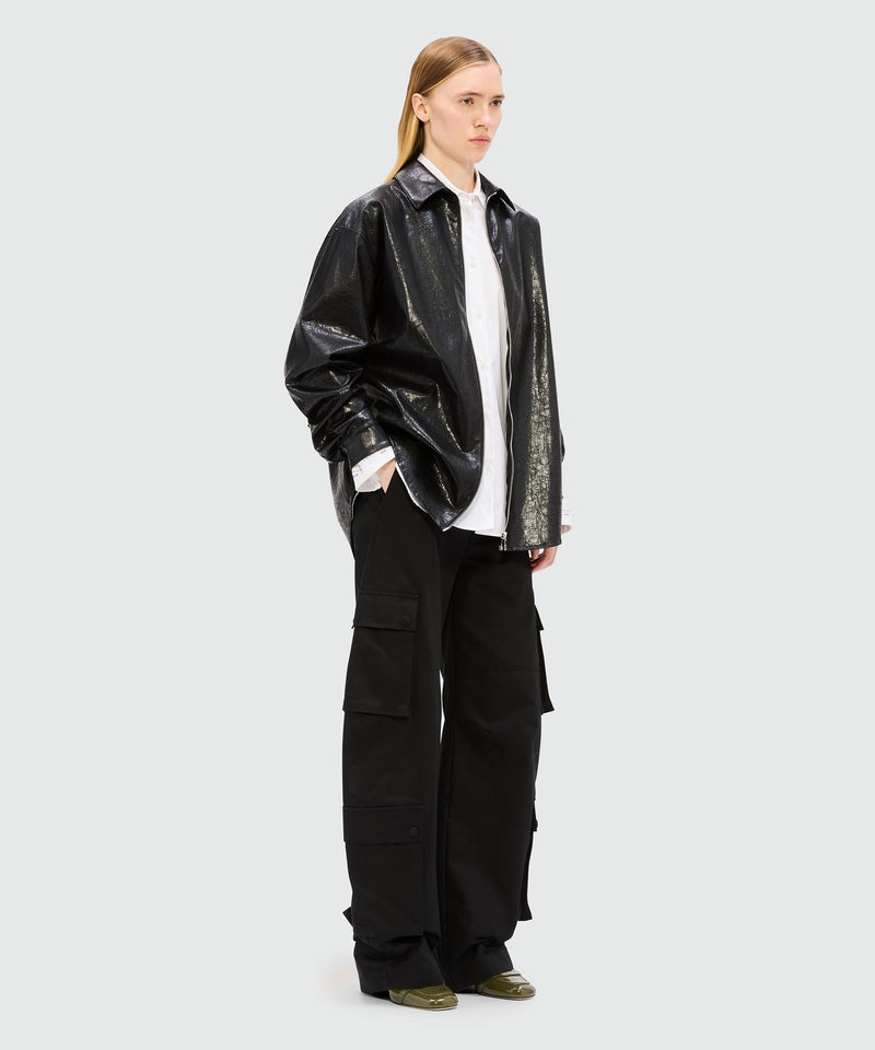 White cotton poplin shirt with MSGM logo cuff 1 Women 