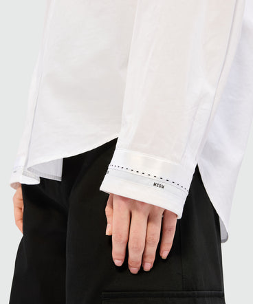 White cotton poplin shirt with MSGM logo cuff