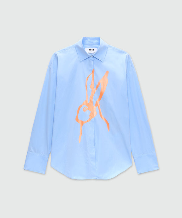 Light blue poplin shirt with "Sketched Bunnies" print