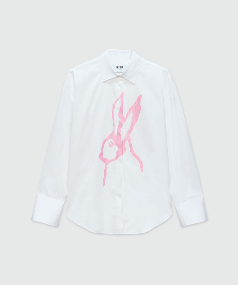 White poplin shirt with "Sketched Bunnies" print 1 Women 