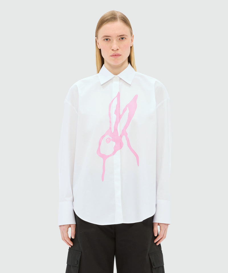 White poplin shirt with "Sketched Bunnies" print 1 Women 