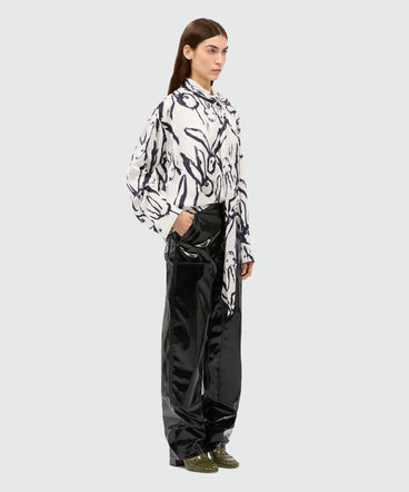 White shirt with black "Sketched Bunnies" print