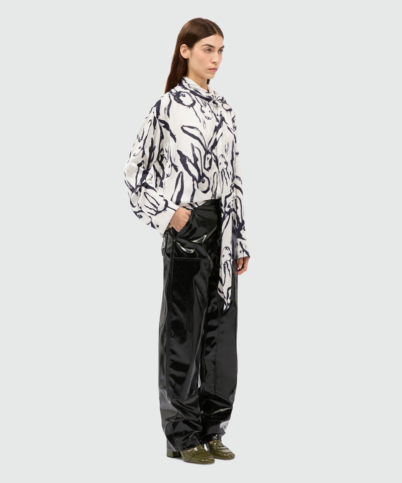 White shirt with black "Sketched Bunnies" print 2 Women 