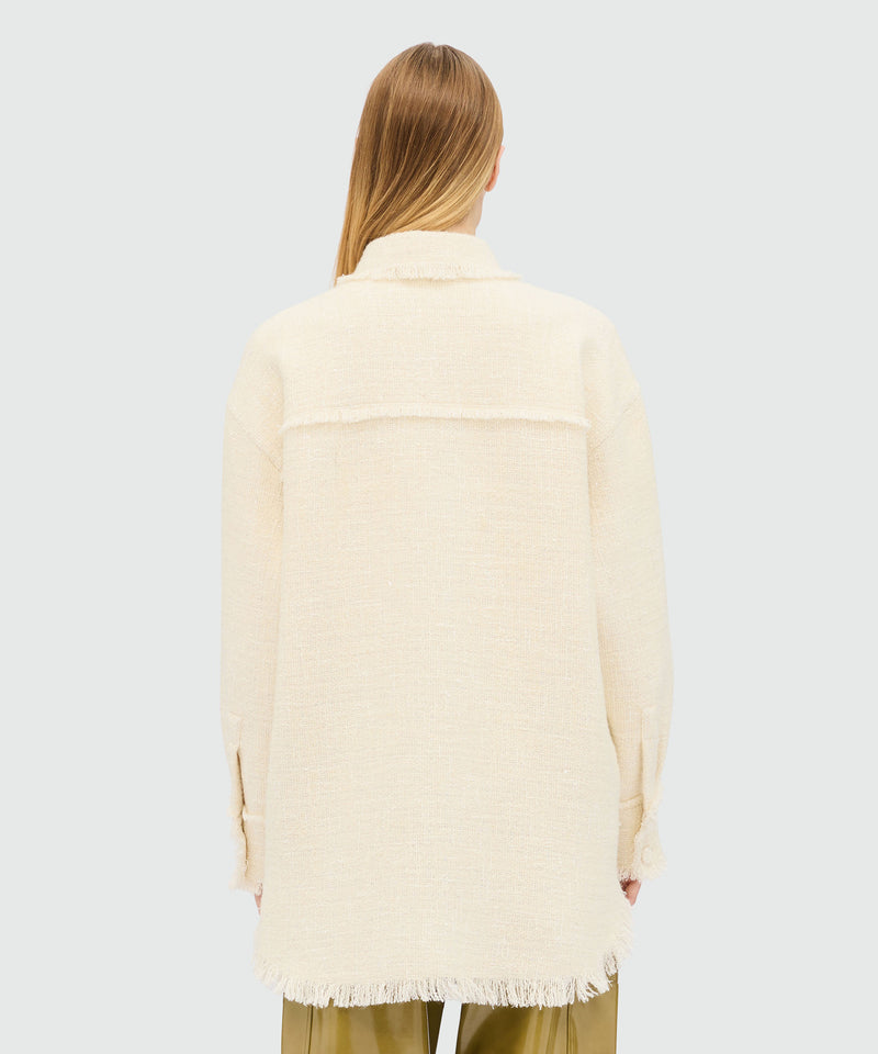 Ivory bouclé shirt with micro sequins 02 Women 