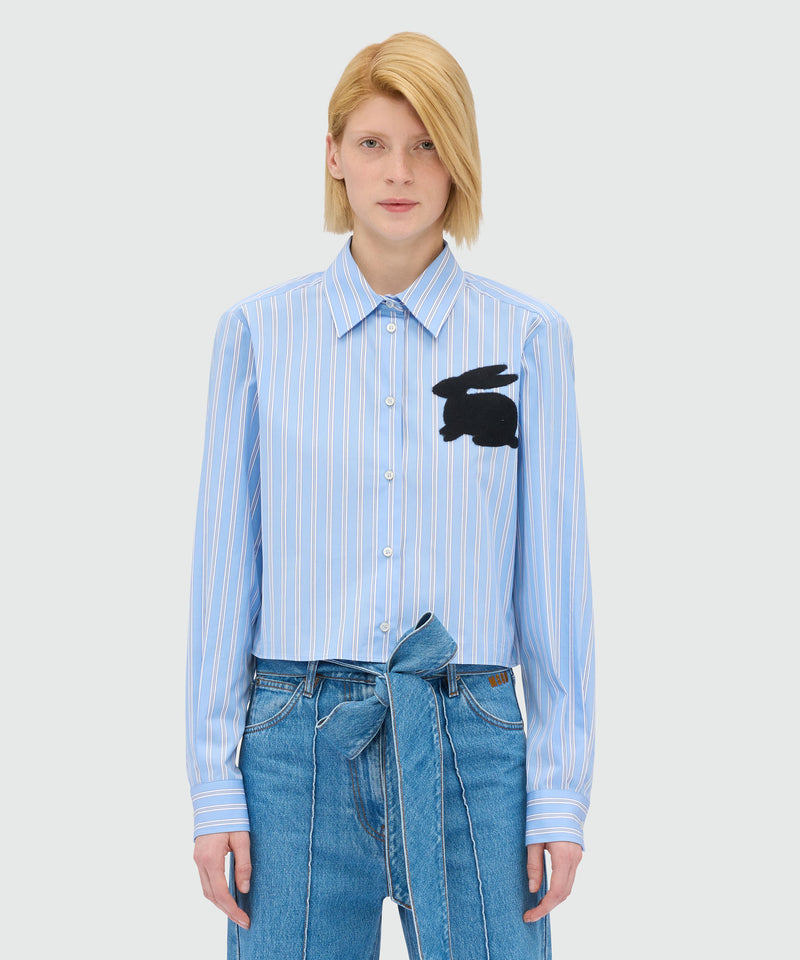 Light blue cropped poplin shirt with "Bunny" patch 82 Women 