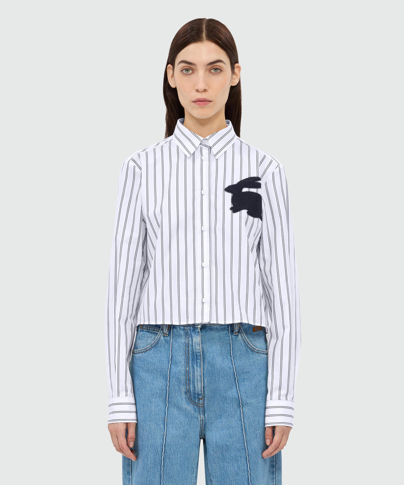 Camicia cropped bianca in popeline con patch "Bunny" 1 Donna 