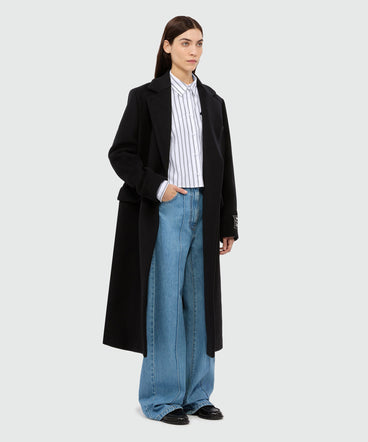 Camicia cropped bianca in popeline con patch "Bunny"