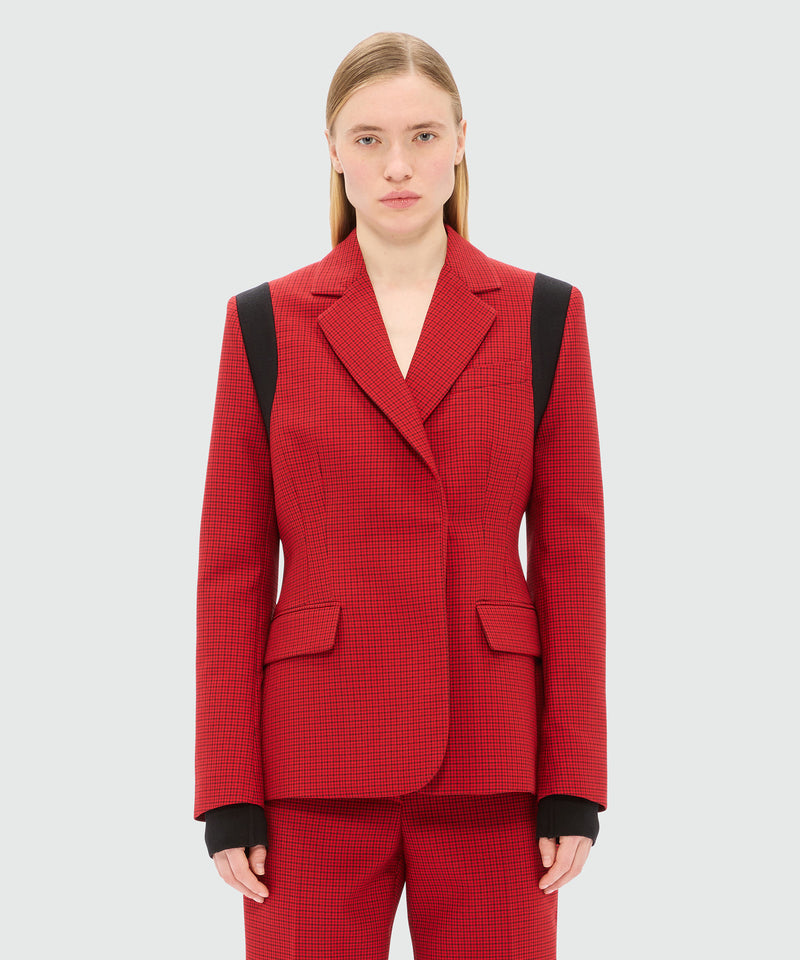 Red single-breasted jacket with check pattern MSGM Official