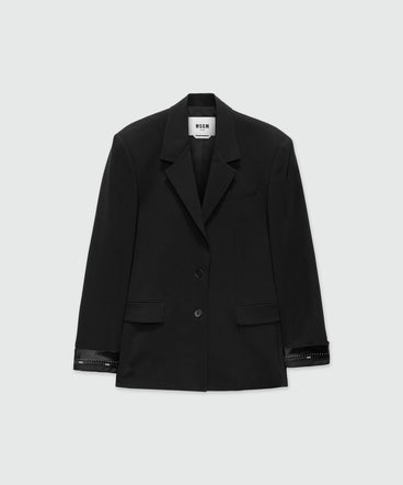 Black jacket in cool wool with MSGM ribbon