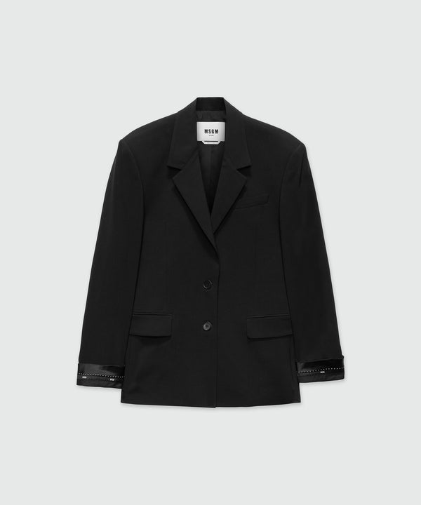 Black jacket in cool wool with MSGM ribbon