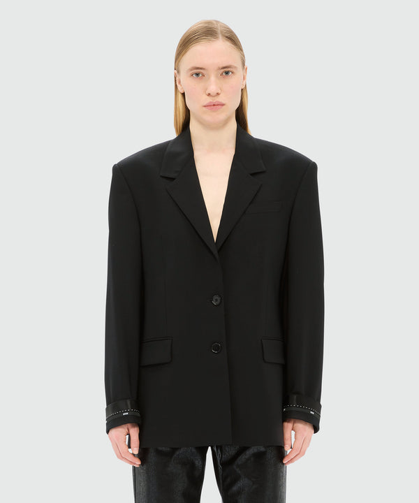 Black jacket in cool wool with MSGM ribbon
