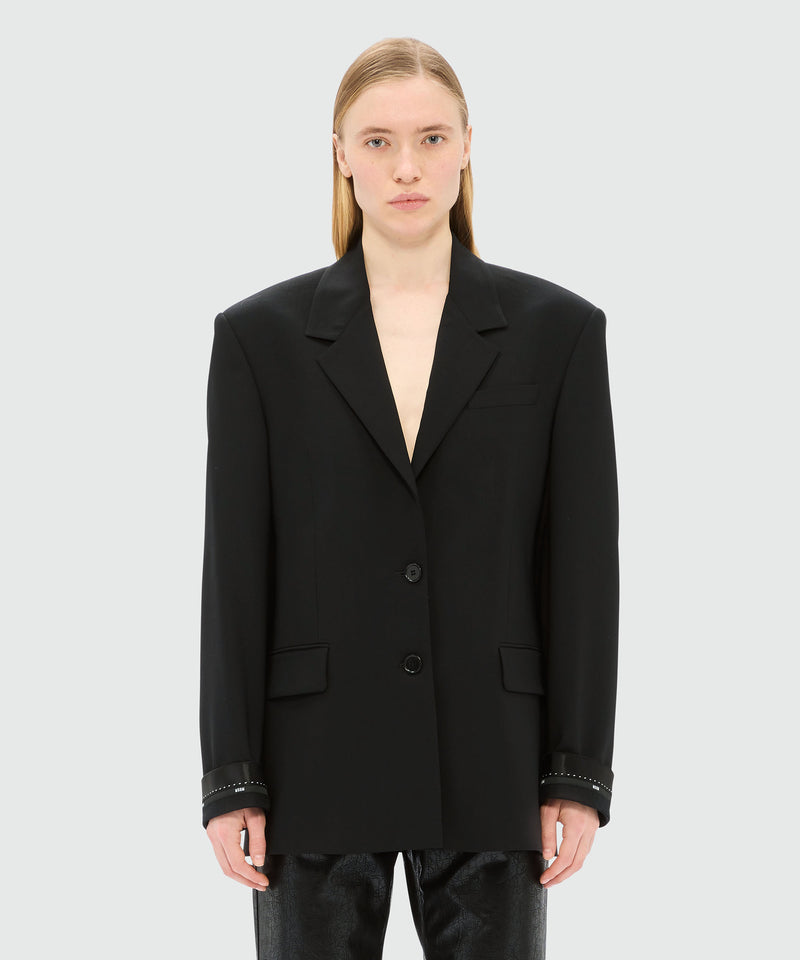 Black jacket in cool wool with MSGM ribbon 99 Women 