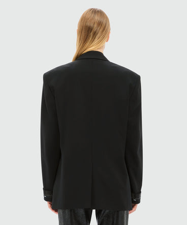 Black jacket in cool wool with MSGM ribbon
