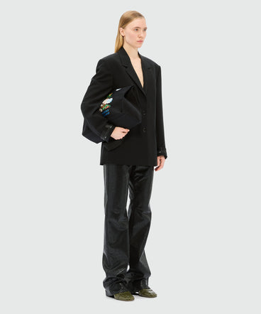 Black jacket in cool wool with MSGM ribbon