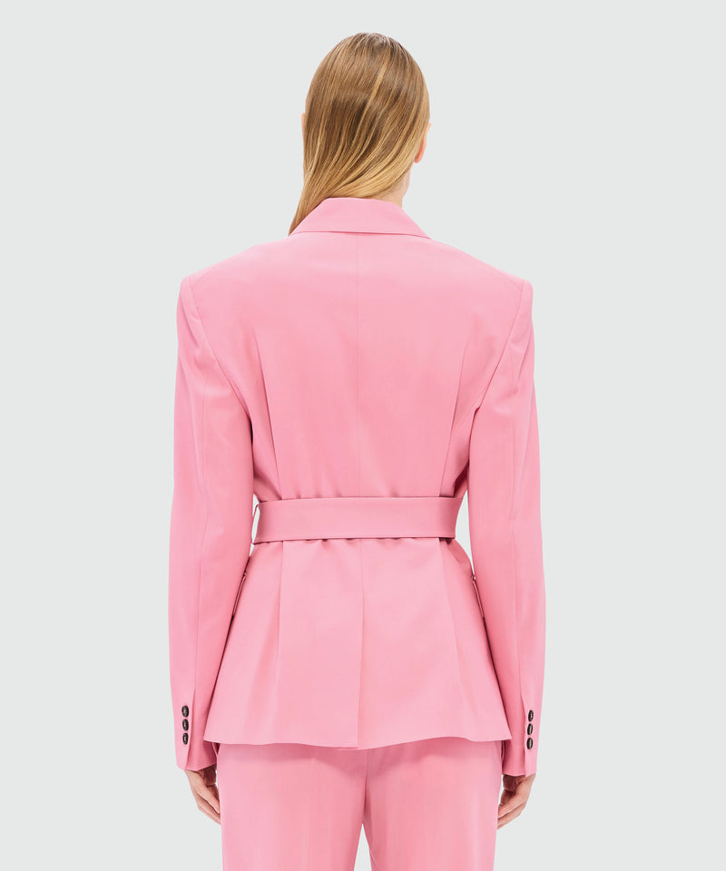 Pink single-breasted jacket in cool wool with contrasting details 12 Women 