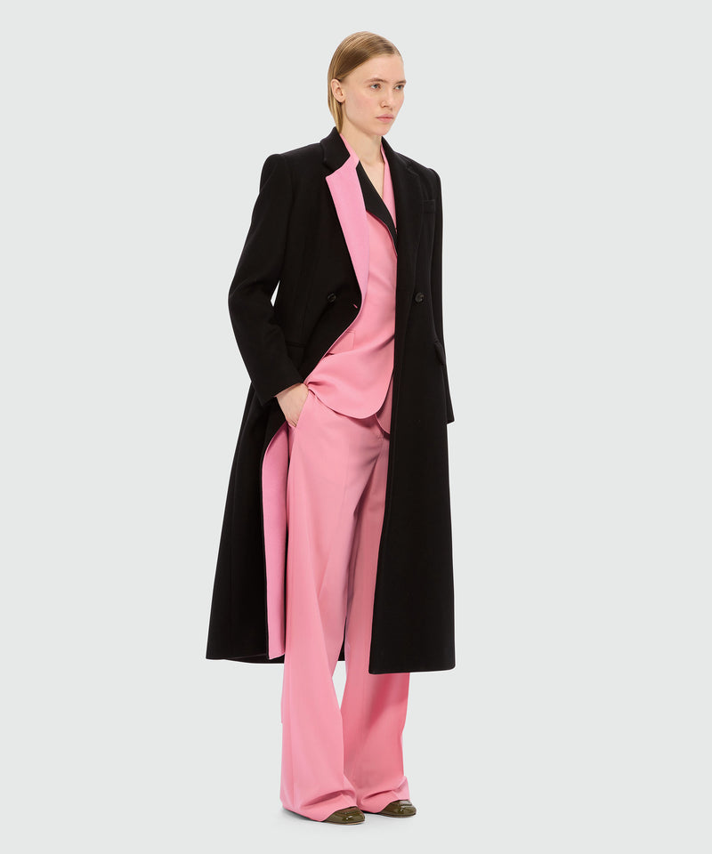 Pink single-breasted jacket in cool wool with contrasting details 12 Women 