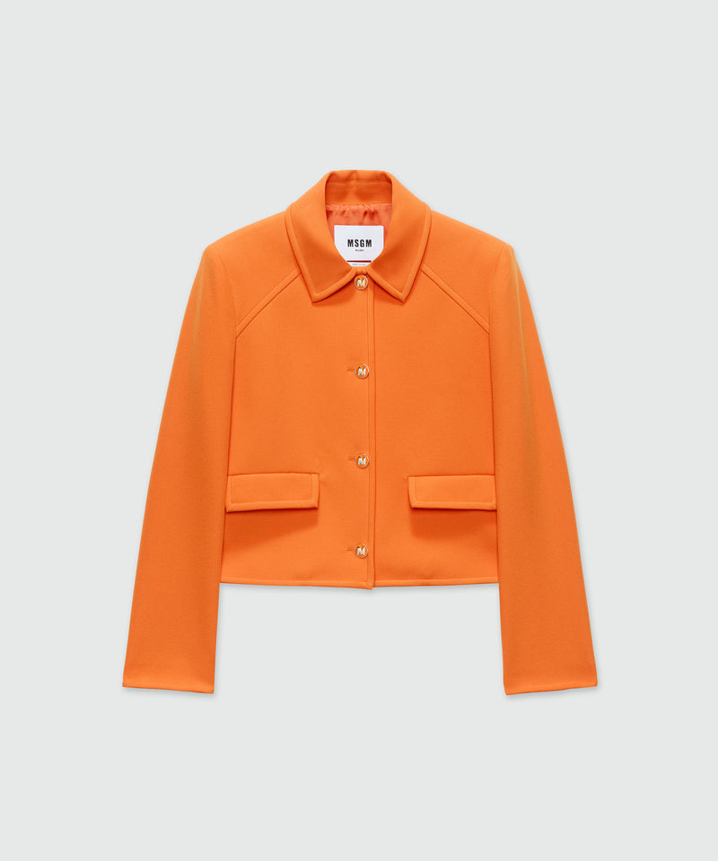 Giacca monopetto arancione in cady e dettaglio "TheMwave" 10 Donna 