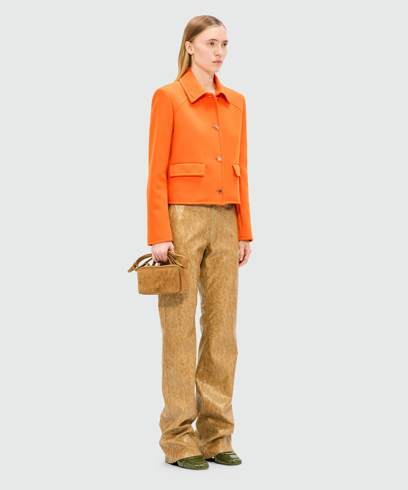 Giacca monopetto arancione in cady e dettaglio "TheMwave" 10 Donna 