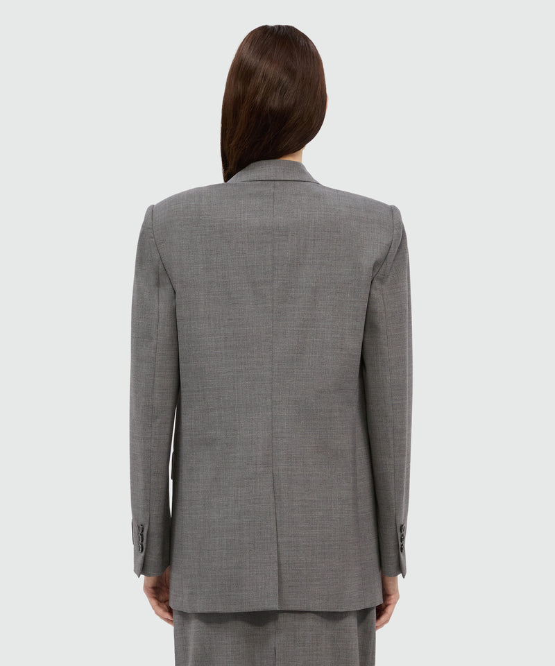 Anthracite double-breasted jacket in cool wool 98 Women 