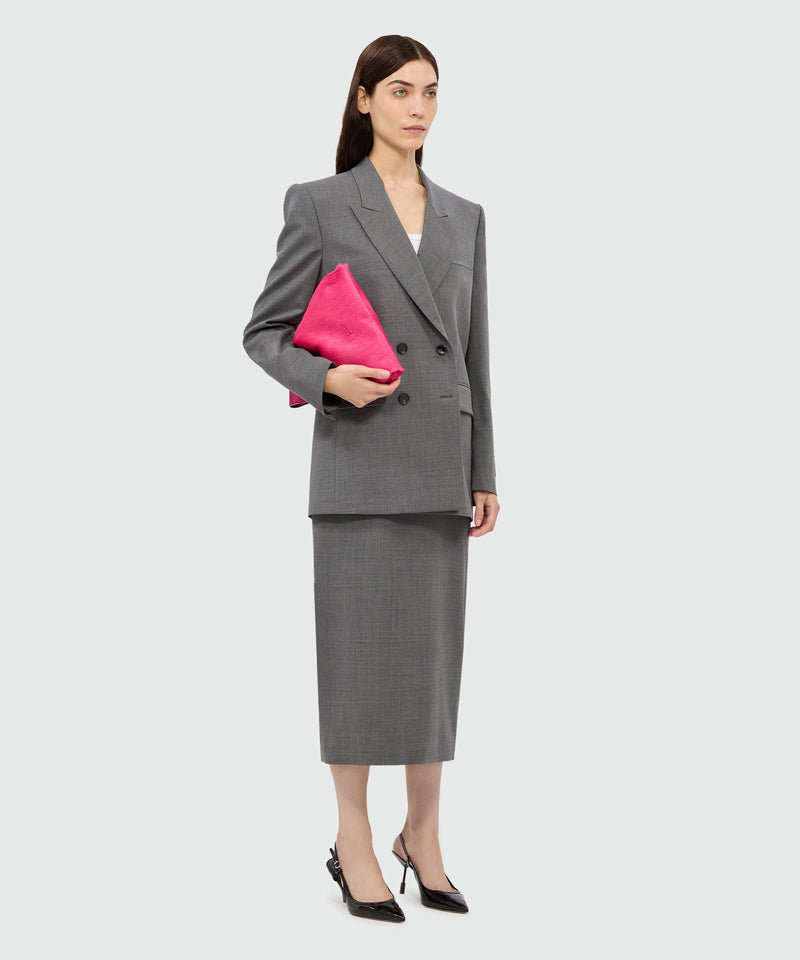 Anthracite double-breasted jacket in cool wool 98 Women 