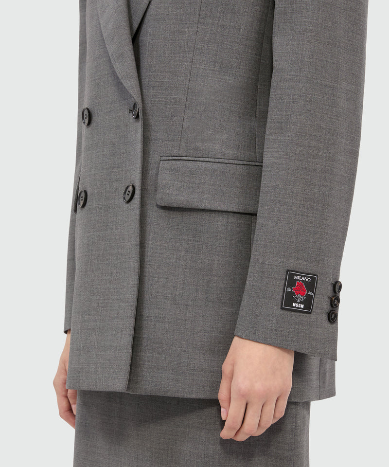 Anthracite double-breasted jacket in cool wool 98 Women 