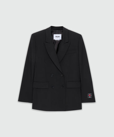 Black double-breasted jacket in cool wool