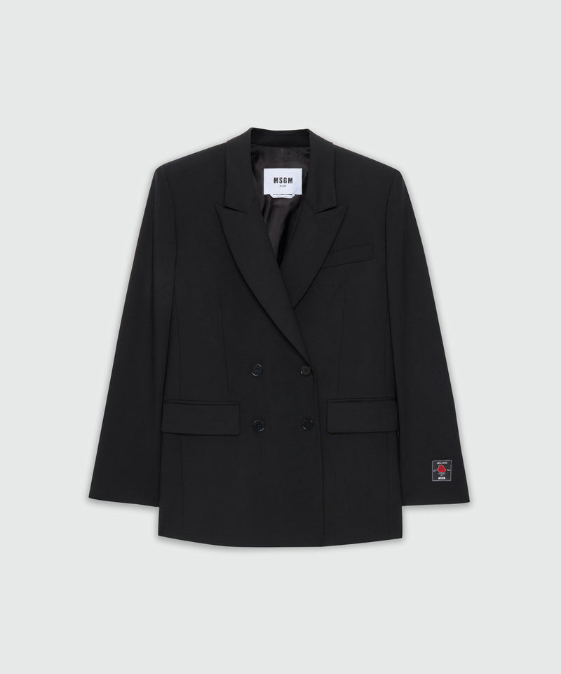 Black double-breasted jacket in cool wool 99 Women 