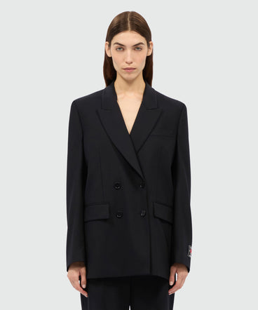 Black double-breasted jacket in cool wool