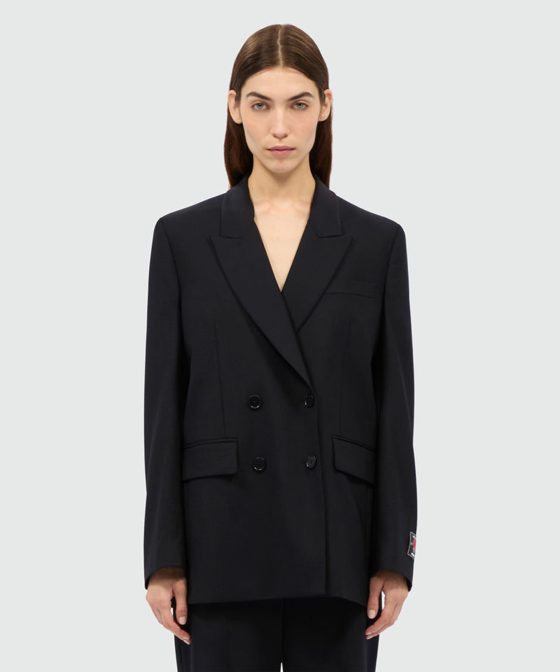 Black double-breasted jacket in cool wool 99 Women 