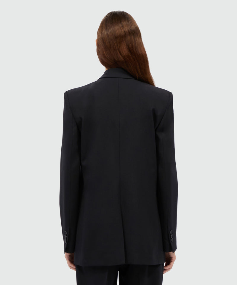 Black double-breasted jacket in cool wool 99 Women 