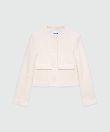 Ivory bouclé jacket with micro sequins