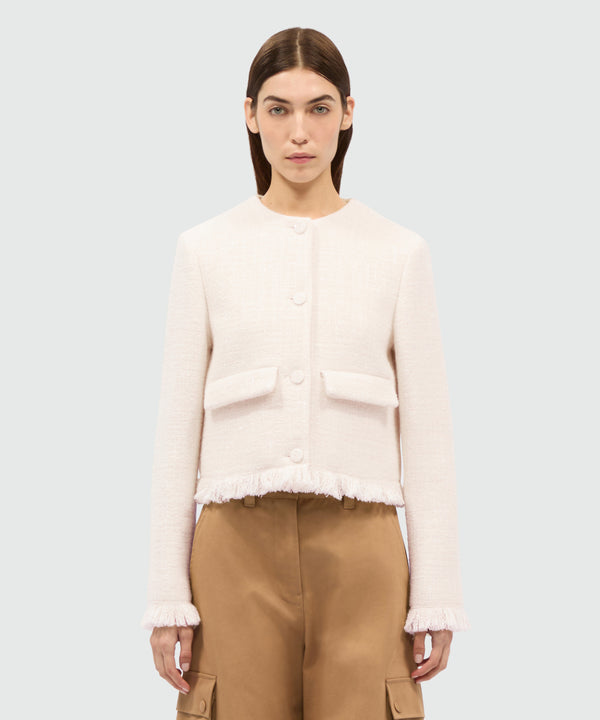 Ivory bouclé jacket with micro sequins