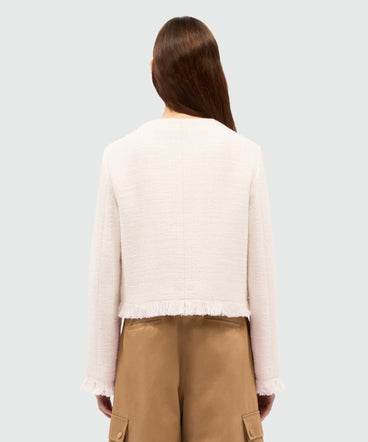 Ivory bouclé jacket with micro sequins
