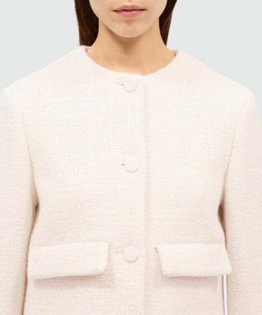 Ivory bouclé jacket with micro sequins