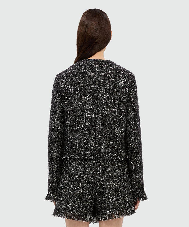 Black bouclé blazer with micro sequins 99 Women 