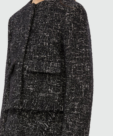 Black bouclé blazer with micro sequins