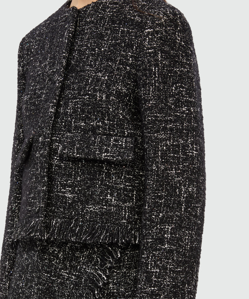 Black bouclé blazer with micro sequins 99 Women 