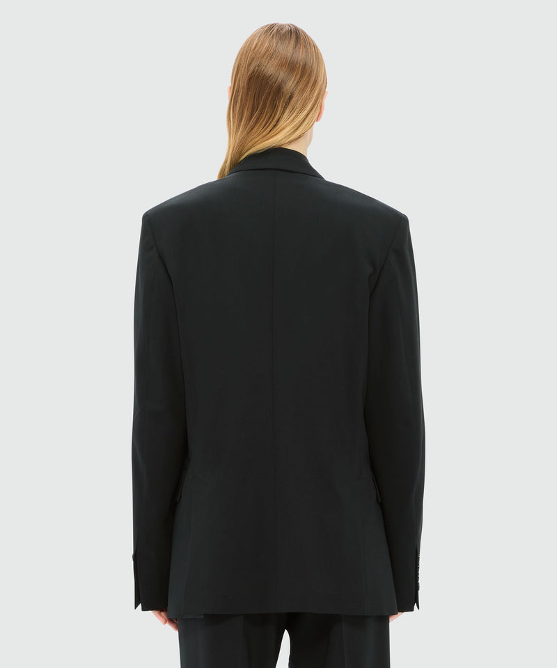 Charcoal single-breasted jacket in cool wool with "Sketched Bunnies" print 98 Women 