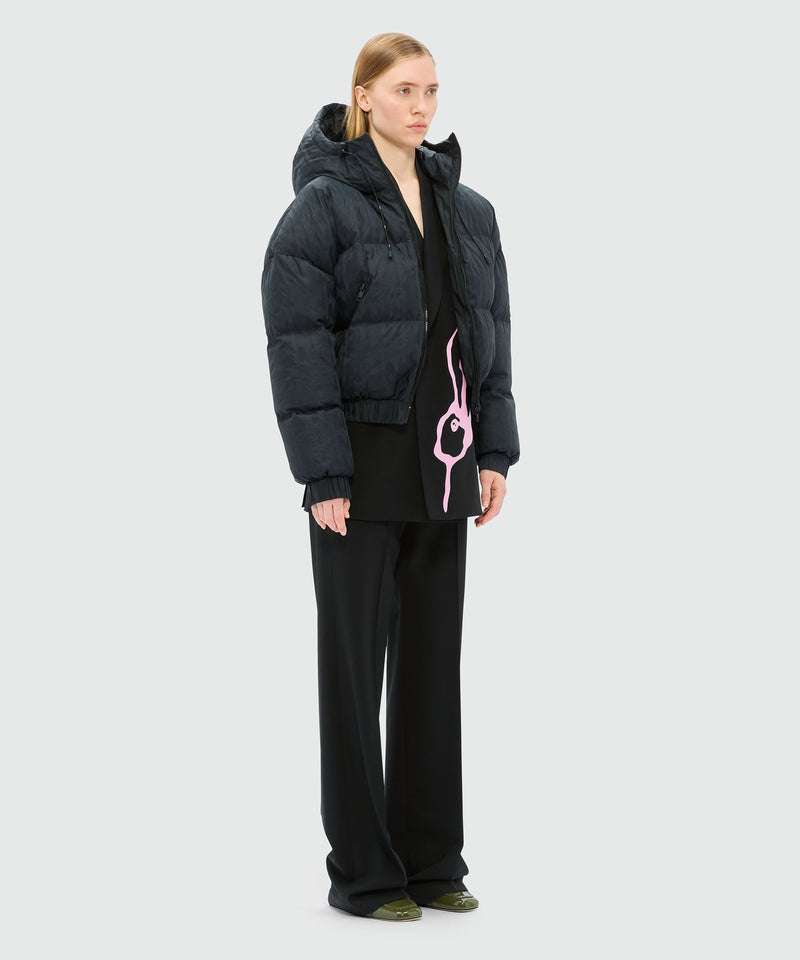 Charcoal single-breasted jacket in cool wool with "Sketched Bunnies" print 98 Women 