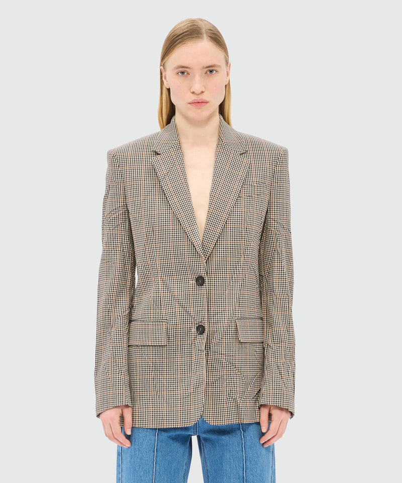 Ivory jacket in micro check with a wrinkled effect 02 Women 