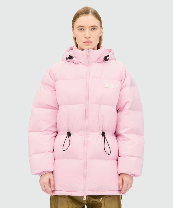 Pink ripstop nylon down jacket