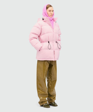 Pink ripstop nylon down jacket