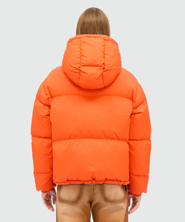 Orange ripstop nylon down jacket