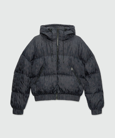 Piumino nero in nylon jacquard "TheMwave"