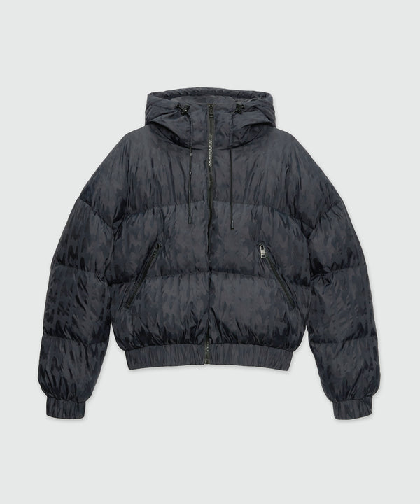 "TheMwave" black jacquard nylon down jacket