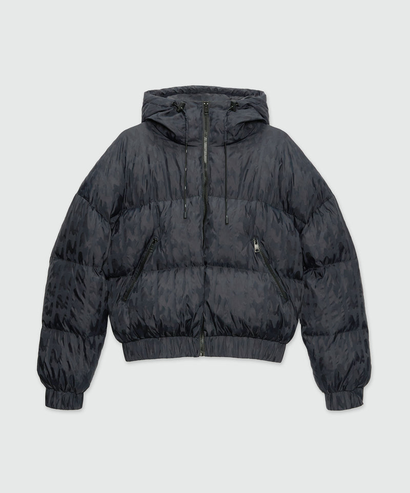 Piumino nero in nylon jacquard "TheMwave" 99 Donna 