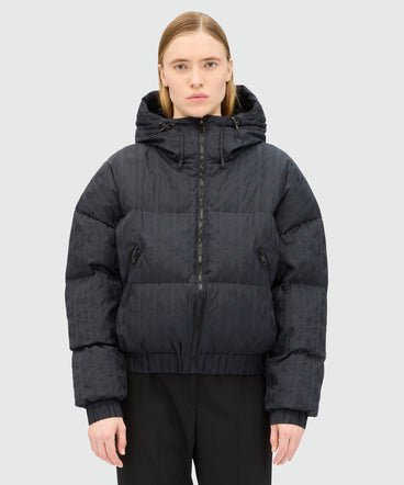 Piumino nero in nylon jacquard "TheMwave"