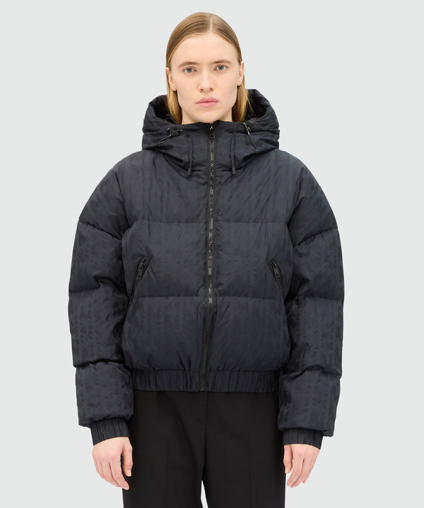 "TheMwave" black jacquard nylon down jacket