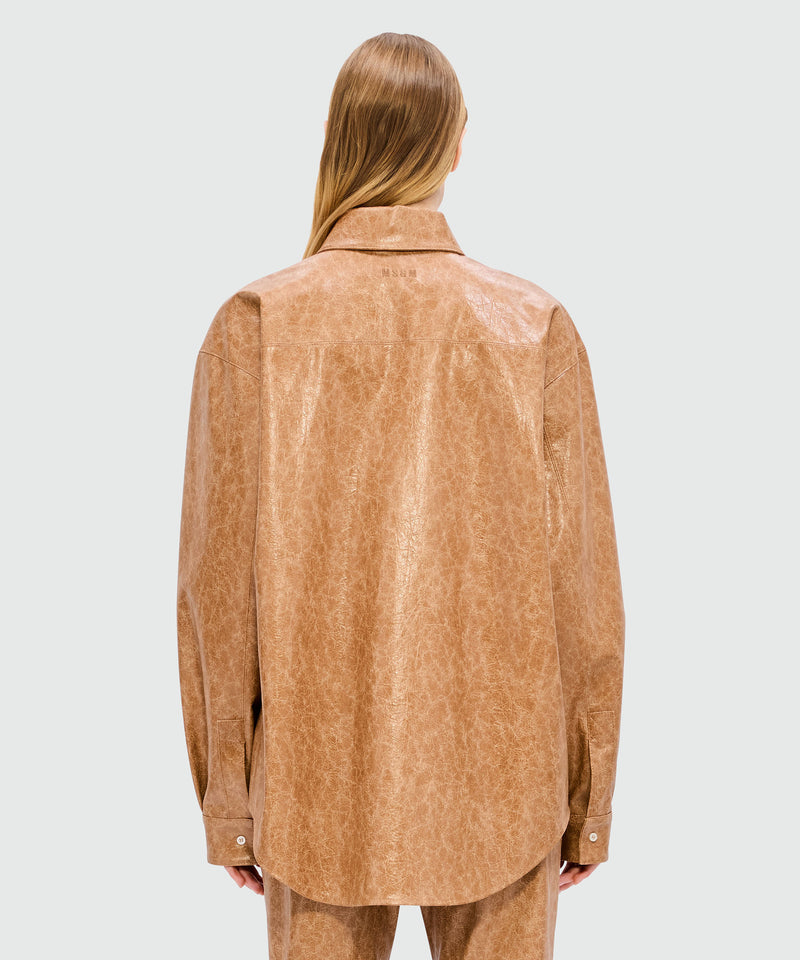 Beige shirt in faux leather with a crackle effect 24 Women 