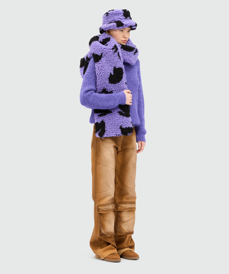 Purple maxi teddy scarf with "Follow the Rabbit®" motif 74 Women 